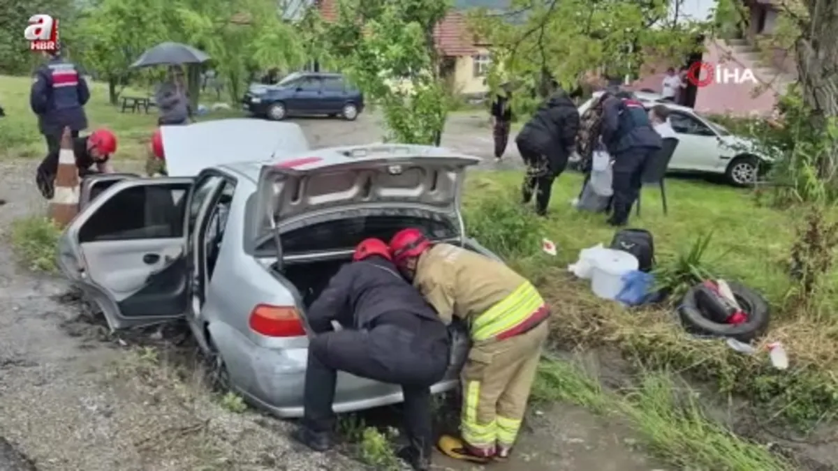 Bolu Dağında otomobil kanala uçtu