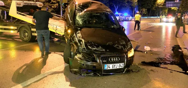 Maltepe’de kontrolden çıkan araç takla attı