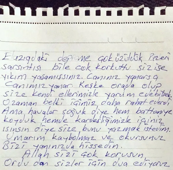 Yardım paketinden çıktı: Elazığ’daki depremzedeleri ağlatan mektup