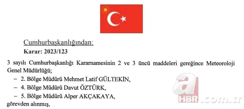 Atama kararları Resmi Gazete’de: Meteoroloji bölge müdürleri değişti