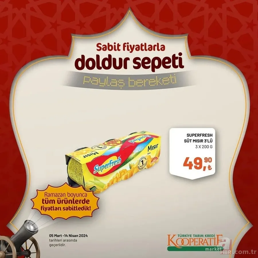 Tarım Kredi Market 30 Mart indirim kataloğu yayınladı! Kaşar peynir 205,00 TL’ye, tost peyniri 185,00 TL’ye, tereyağı 259,00 TL’ye, süt 22,50 TL’ye satışta 2