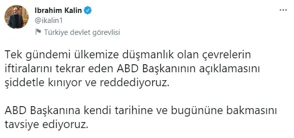 Dışişleri Bakanı Mevlüt Çavuşoğlu’ndan ABD Başkanı Biden’ın soykırım açıklamasına yanıt