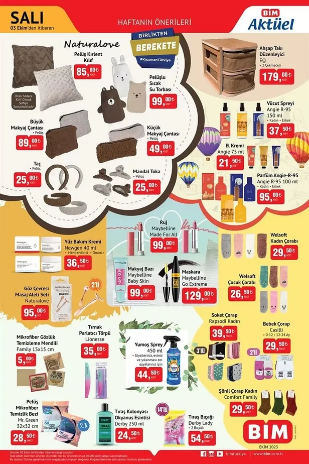 3 Ekim BİM aktüel ürünler kataloğu yayınlandı! Yeni ayın ürünleri arasında 159 TL’ye tereyağı 109 TL’ye 5kg yoğurt, 95 TL’ye 500 gr kaşar peynir satılıyor