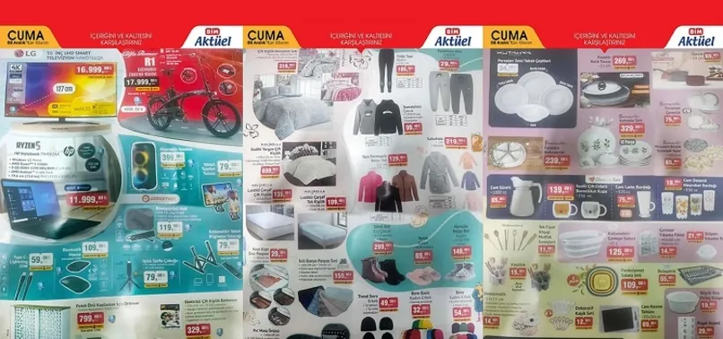 11 Aralık BİM aktüel ürünler kataloğu! BİM’e UHD Smart Televizyon, Katlanabilir Elektrikli Bisiklet, HP Notebook, Kahvaltı Seti, Çamaşır Selesi geliyor