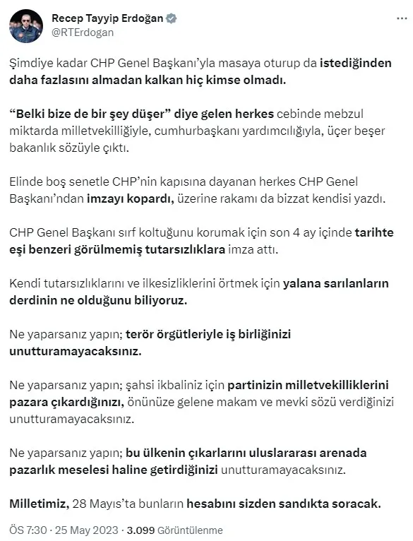 Başkan Erdoğan’dan Kılıçdaroğlu’nun TRT’deki yalanına sert tepki: İspatlamazsan namertsin Bay Kemal!