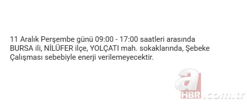 Bursa elektrik kesintisi sorgulama: Elektrikler ne zaman gelecek? 10