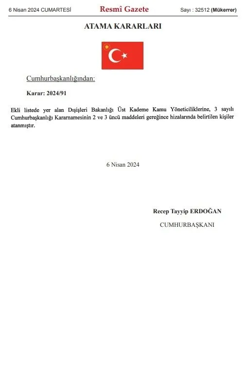 Atama kararları Resmi Gazete’de! Dışişleri Bakanlığı’na yeni isimler...