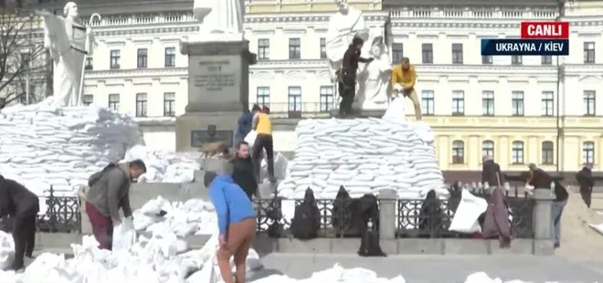 Kiev’in tarihi mekanlarına koruma! Heykellerin çevresine tahkimat yapılıyor