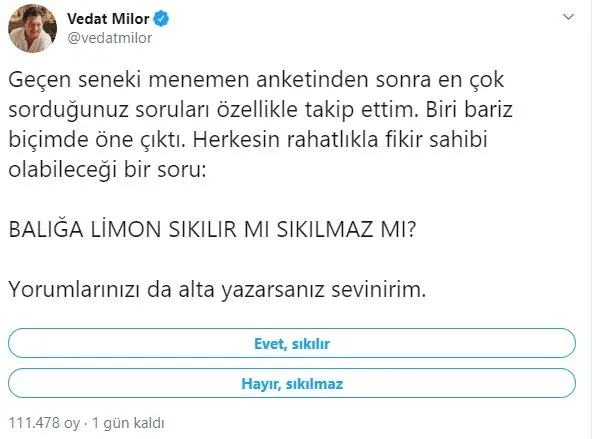 Balığa limon sıkılır mı, sıkılmaz mı? Vedat Milor’den balık anketi! - 1