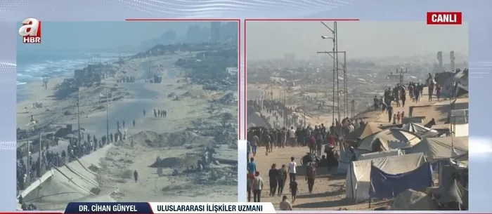 A Haber canlı yayında Gazze'deki son durumu ekranlara yansıttı. (A Haber arşiv)