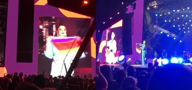 Gülşen’in ardından Reyhan Karaca da sahnede LGBT bayrağı açtı!
