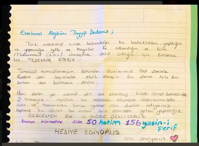 Başkan Erdoğan’a anlamlı mektup: Bu dava hiçbir zaman son bulmasın