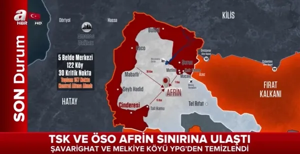 Zeytin Dalı Harekatı’nda Afrin’in ilçe merkezi sınırına ulaşıldı