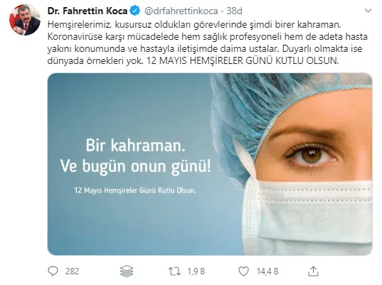 Son dakika: Sağlık Bakanı Fahrettin Koca'dan 12 Mayıs Hemşireler Günü mesajı: Onlar birer kahraman - 1