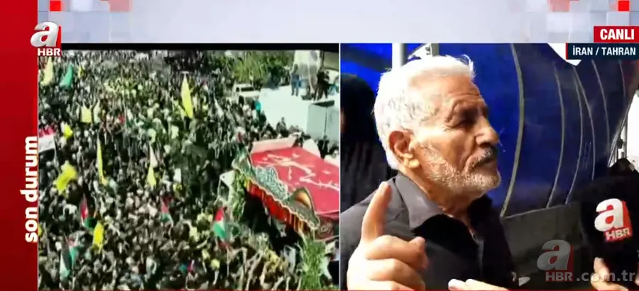 Haniye suikastına İranlılar ne diyor? A Haber Tahran'daki tören alanında mikrofon uzattı: İSRAİL NAMERTTİR! 10