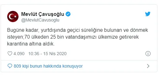 Dışişleri Bakanı Mevlüt Çavuşoğlu: Yurt dışındaki vatandaşlarımızı ülkemize getireceğiz