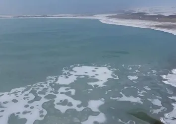 Kuş cenneti Arin Gölü kısmen dondu