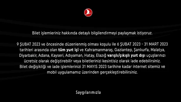 thyden-9-subat-ve-oncesi-duzenlenen-biletler-ile-ilgili-aciklama-1676406116686.jpg THY'den 9 Şubat ve öncesi düzenlenen biletler ile ilgili açıklama - 1