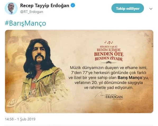 baskan erdogan dan baris manco mesaji