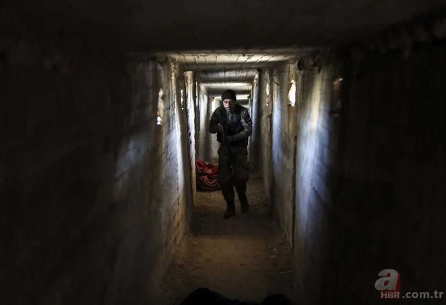 Afrin'de teröristlerin gizlendiği labirent tüneller bulundu 15