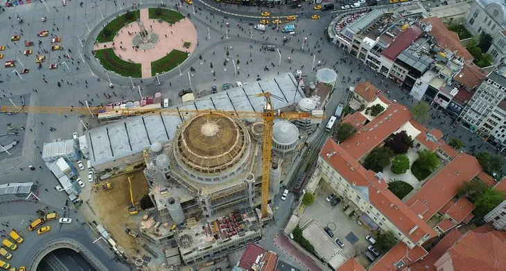 Taksim Camii inşaatında son durum havadan görüntülendi