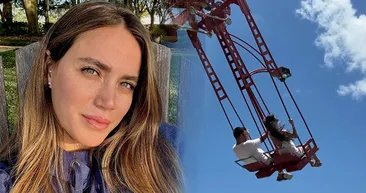 Yürekler ağza geldi! Ceyda Ateş 75 metrelik dev salıncakta panik yaşadı