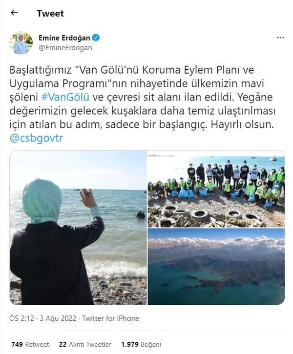 Emine Erdoğan'dan Van Gölü paylaşımı: Bu adım sadece bir başlangıç - 1