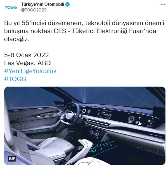 TOGG Las Vegas yolcusu! Tüketici Elektroniği Fuarı’nda yer alacak