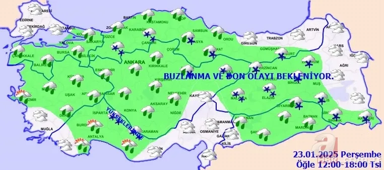 Güneşe aldanmayın haritaya yansıdı: Kar, buzlanma, çığ alarmı! Meteoroloji 23 Ocak Perşembe hava durumu 8