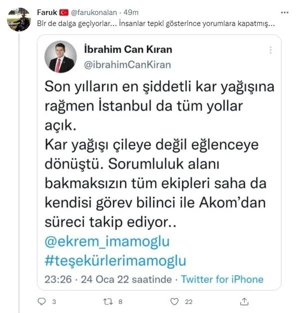 İstanbul karda esir olurken CHP’den akıllara ziyan paylaşım! İBB’nin yetersizliğini görüp İmamoğlu’na teşekkür etti