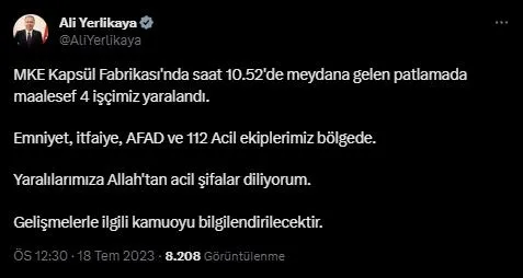 MKE fabrikasında patlama! İçişleri Bakanı Ali Yerlikaya’dan flaş açıklama! Sabotaj ihtimali var mı? Uzman isim A Haber’de değerlendirdi