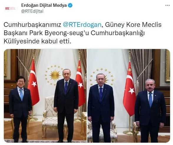 Başkan Recep Tayyip Erdoğan Güney Kore Meclis Başkanı Park Byeong-seug'u kabul etti - 1