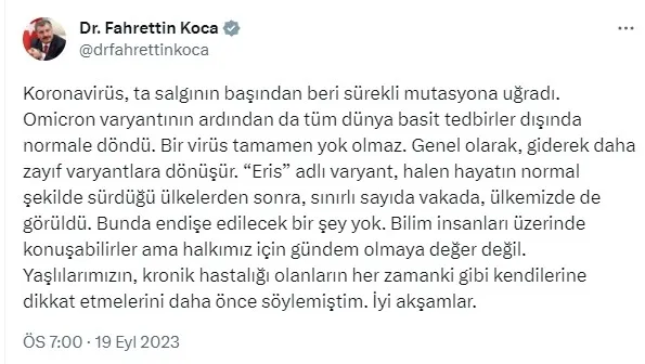 Sağlık Bakanı Fahrettin Koca'dan "Eris” varyantı açıklaması: Yaşlılar ve kronik hastalığı olanlar dikkat etmeli - 4