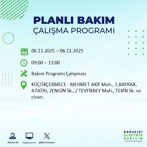 6 Kasım İstanbul’da 9 saatlik kesinti: İstanbul'da hangi ilçelerde elektrik kesilecek? Mahalleniz listede mi? İstanbul’da 9 saatlik kesinti: Hangi ilçelerde elektrikler kesilecek?