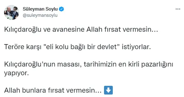 İçişleri Bakanı Süleyman Soylu’dan CHP lideri Kemal Kılıçdaroğlu’na sert tepki! Allah fırsat vermesin