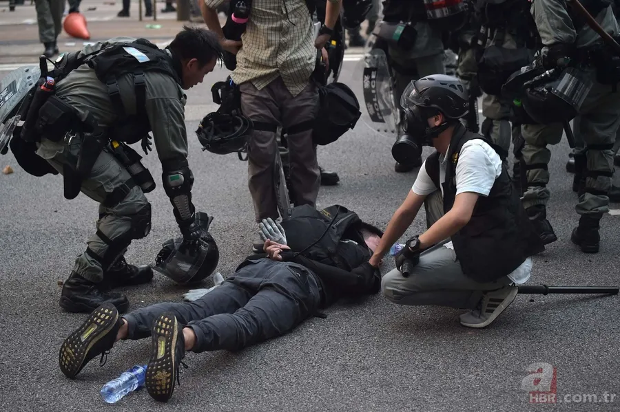 Hong Kong'dan dehşete düşüren kareler! Protestolar devam ediyor 12