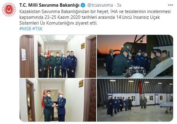 Kazakistan Savunma Bakanlığından bir heyet SİHA’lar için Türkiye’ye geldi