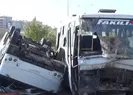 Feci kaza! 2 işçi servisi çarpıştı