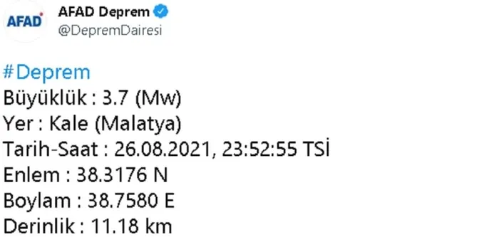 Malatya’da korkutan deprem! AFAD duyurdu - 1