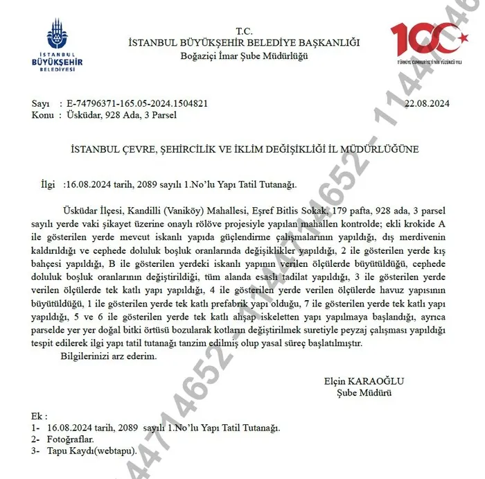 Vaniköy skandalında İBB'den evrakta sahtecilik! Bakanlık denetimini beklediler: 16 Ağustos dediler gerçek 22 Ağustos çıktı | ahaber.com.tr o belgeye ulaştı - 17