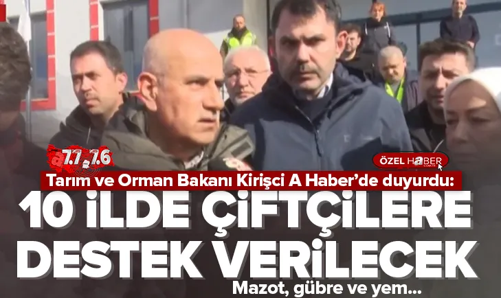 Bakan Kirişci’den çiftçilere destek açıklaması