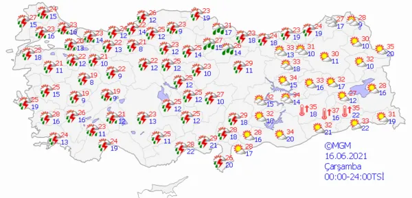 1623772475515.png Meteoroloji Genel Müdürlüğünden İstanbul dahil çok sayıda il için kuvvetli sağanak yağış uyarısı! 5 günlük hava durumu - 5