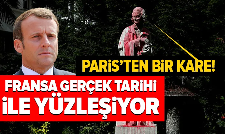 Son dakika: Fransa sömürge ve ırkçılıkla yüzleşiyor! Pariste filozof Voltairein heykeli kırmızıya boyandı