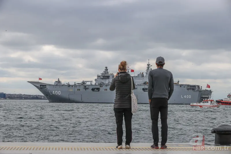 TCG Anadolu demir aldı! Başkan Erdoğan'ı selamladı! Boğaz'da tarihi anlar 12