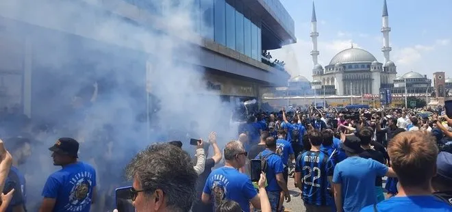 Taksim meydanında eğlenen City ve Inter taraftarları stada otobüslerle taşındı