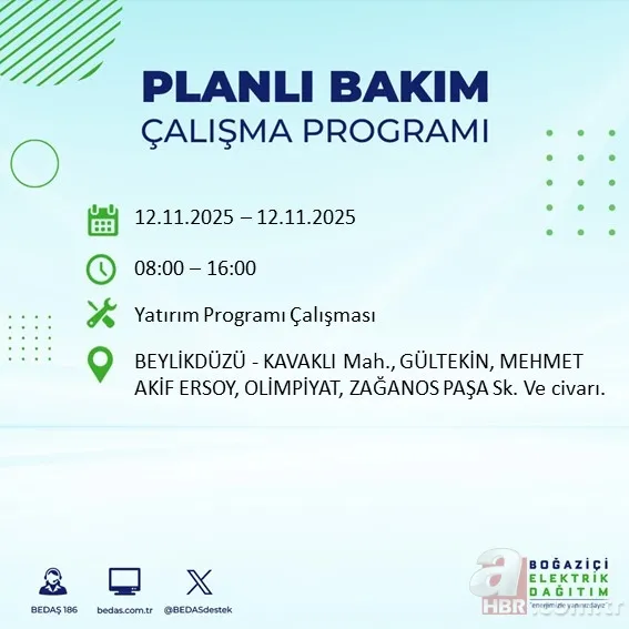 BEDAŞ’tan uyarı! 21 ilçede elektrik kesintisi: Hangi ilçelerde kesinti olacak, elektrikler ne zaman gelecek? 10