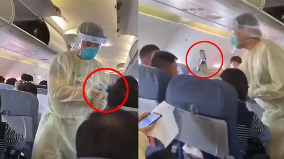 Bu görüntüler Çin'den! Uçakta virüs taraması yapıldı