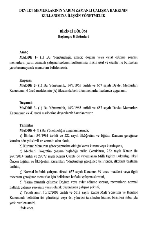 Devlet memurlarının yarı zamanlı çalışma düzenlemesi Resmi Gazete’de!