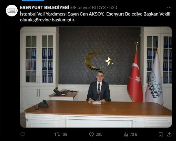 Esenyurt Belediyesi’ne görevlendirme! İstanbul Vali Yardımcısı Can Aksoy atandı