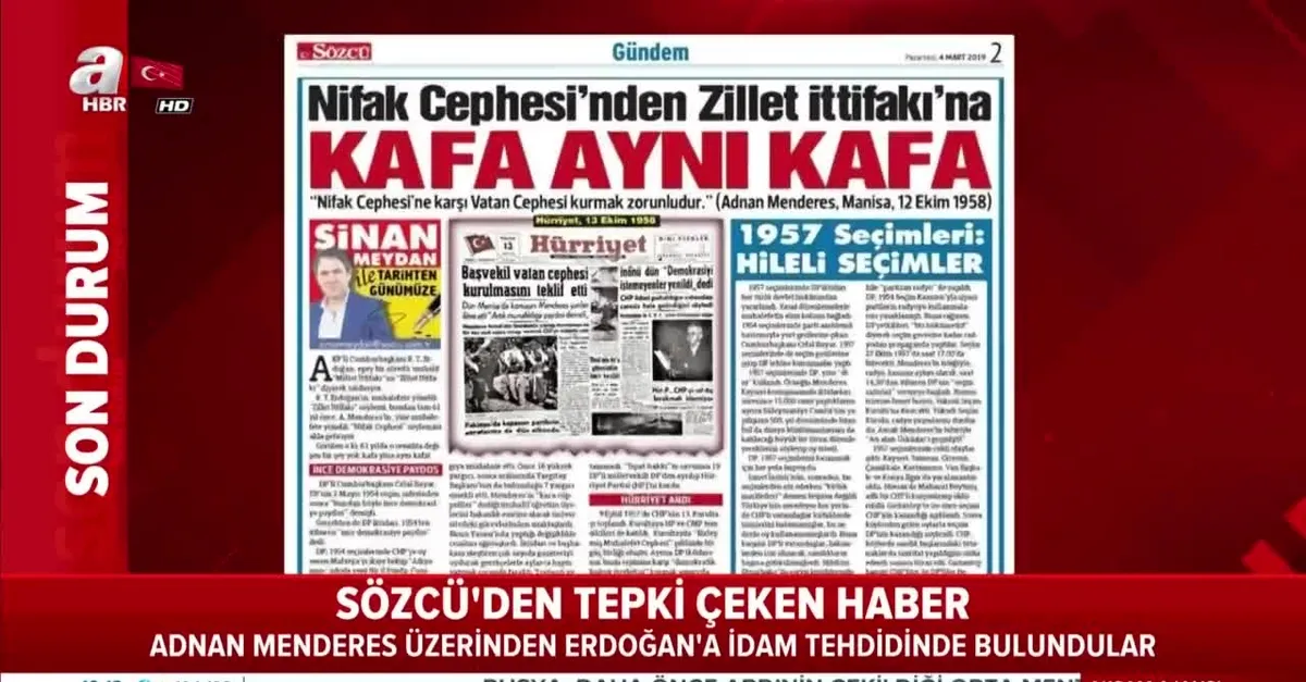Sözcü’den Başkan Erdoğan’a tam sayfa idam tehdidi